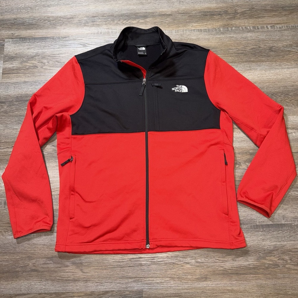 The North Face Apex Risor Softshell Jacket Mens XL Black Red Full Zip Closure